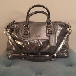 Metallic silver authentic Coach purse
